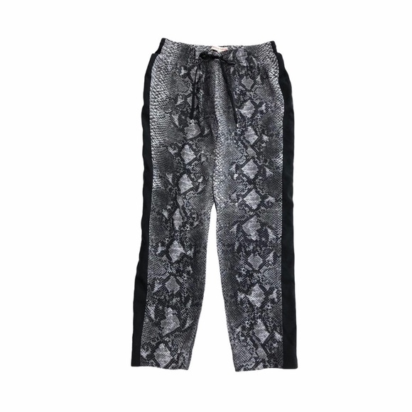 Rebecca Taylor snakeskin print track pants joggers black gray trousers pull-on 0 - Picture 2 of 15